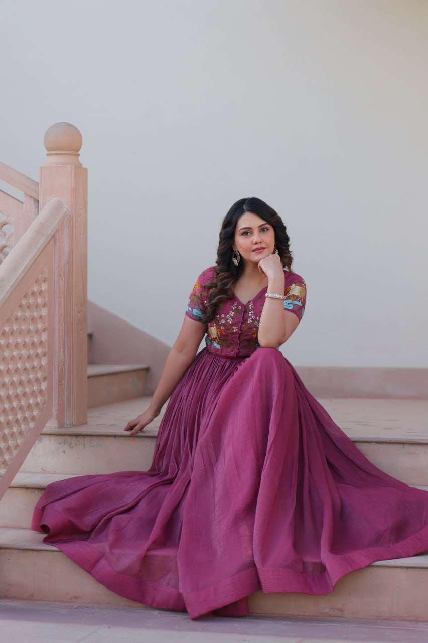 Women’s Embroidered Crop Top Lehenga Set | Designer Festive Ethnic Wear by Rajkanika