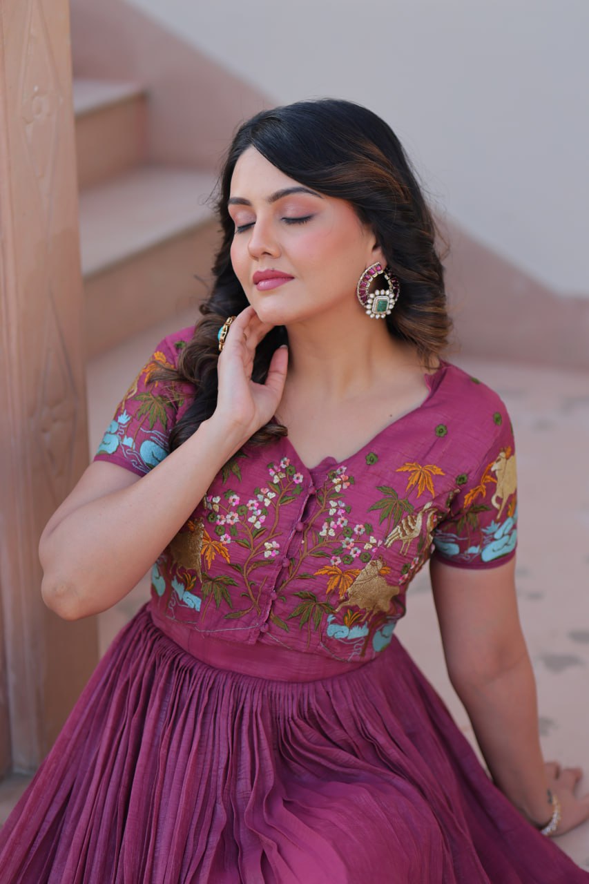 Women’s Embroidered Crop Top Lehenga Set | Designer Festive Ethnic Wear by Rajkanika