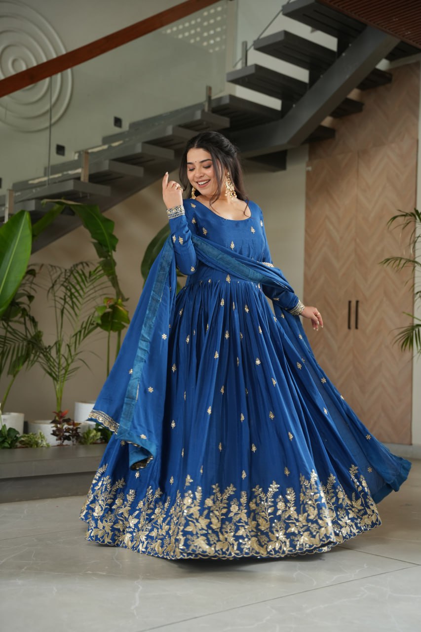 Women’s Heavy Embroidered Anarkali Gown with Dupatta | Wedding & Festive Wear by Rajkanika