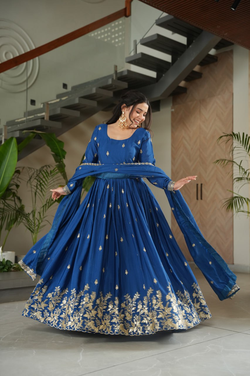Women’s Heavy Embroidered Anarkali Gown with Dupatta | Wedding & Festive Wear by Rajkanika
