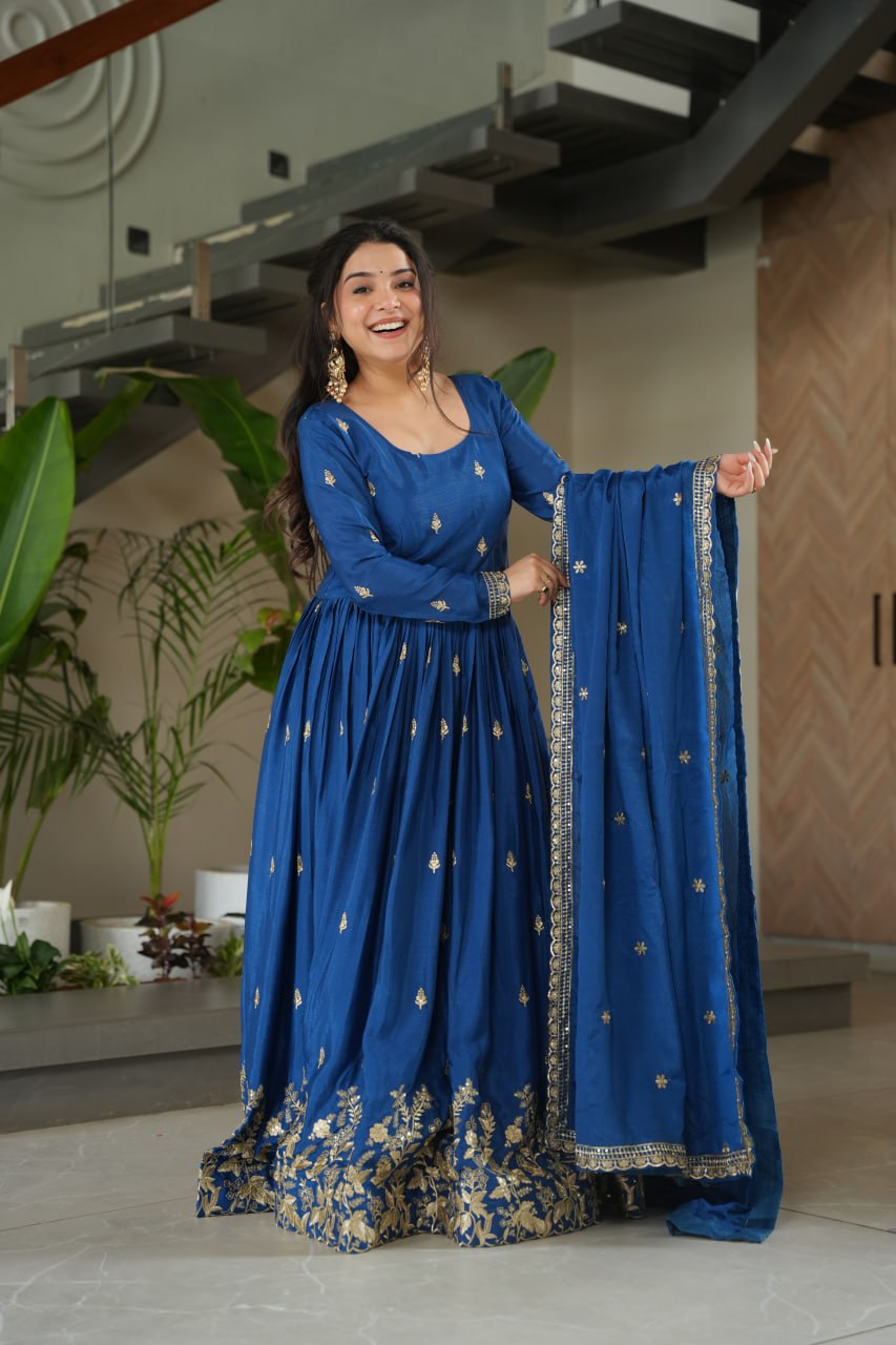 Women’s Heavy Embroidered Anarkali Gown with Dupatta | Wedding & Festive Wear by Rajkanika