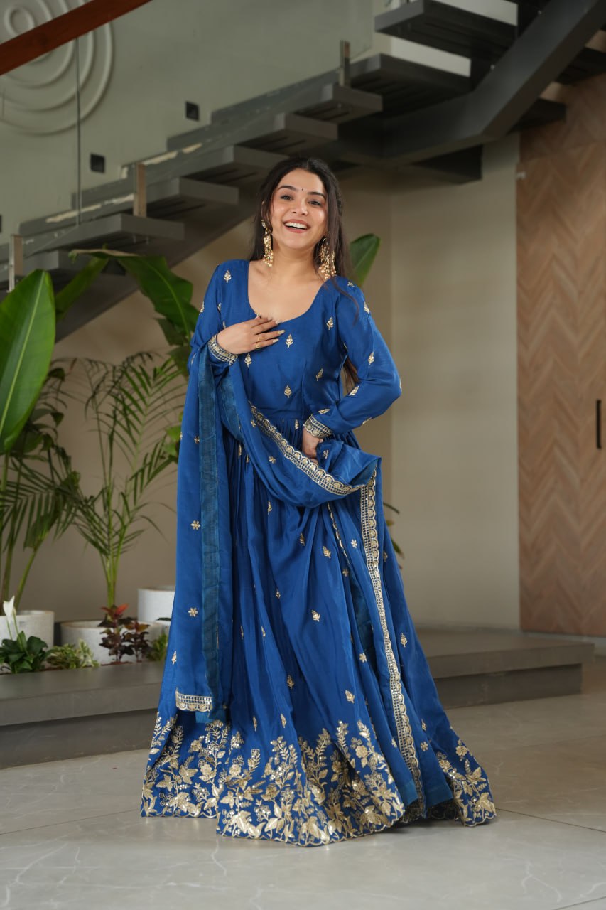 Women’s Heavy Embroidered Anarkali Gown with Dupatta | Wedding & Festive Wear by Rajkanika