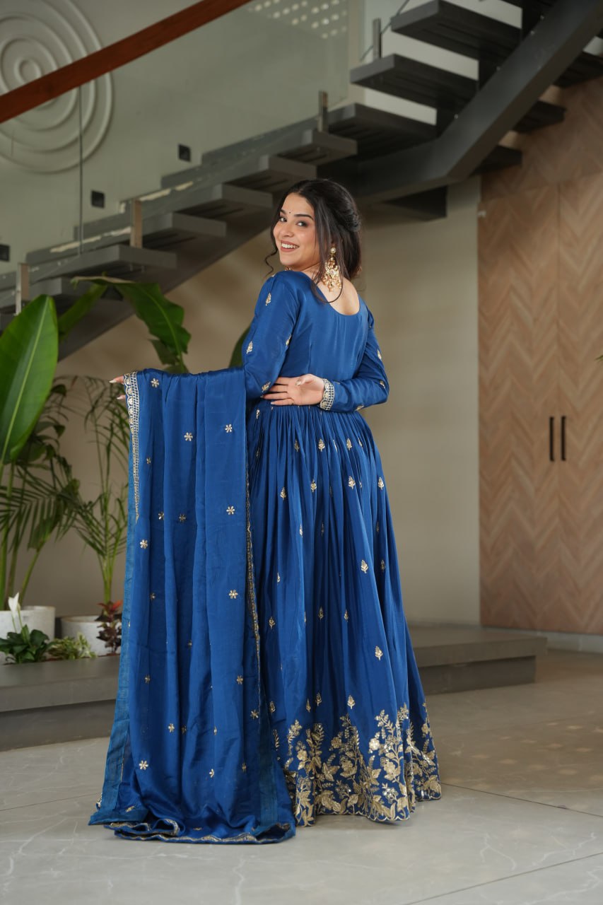Women’s Heavy Embroidered Anarkali Gown with Dupatta | Wedding & Festive Wear by Rajkanika