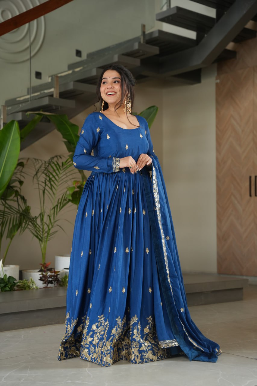 Women’s Heavy Embroidered Anarkali Gown with Dupatta | Wedding & Festive Wear by Rajkanika