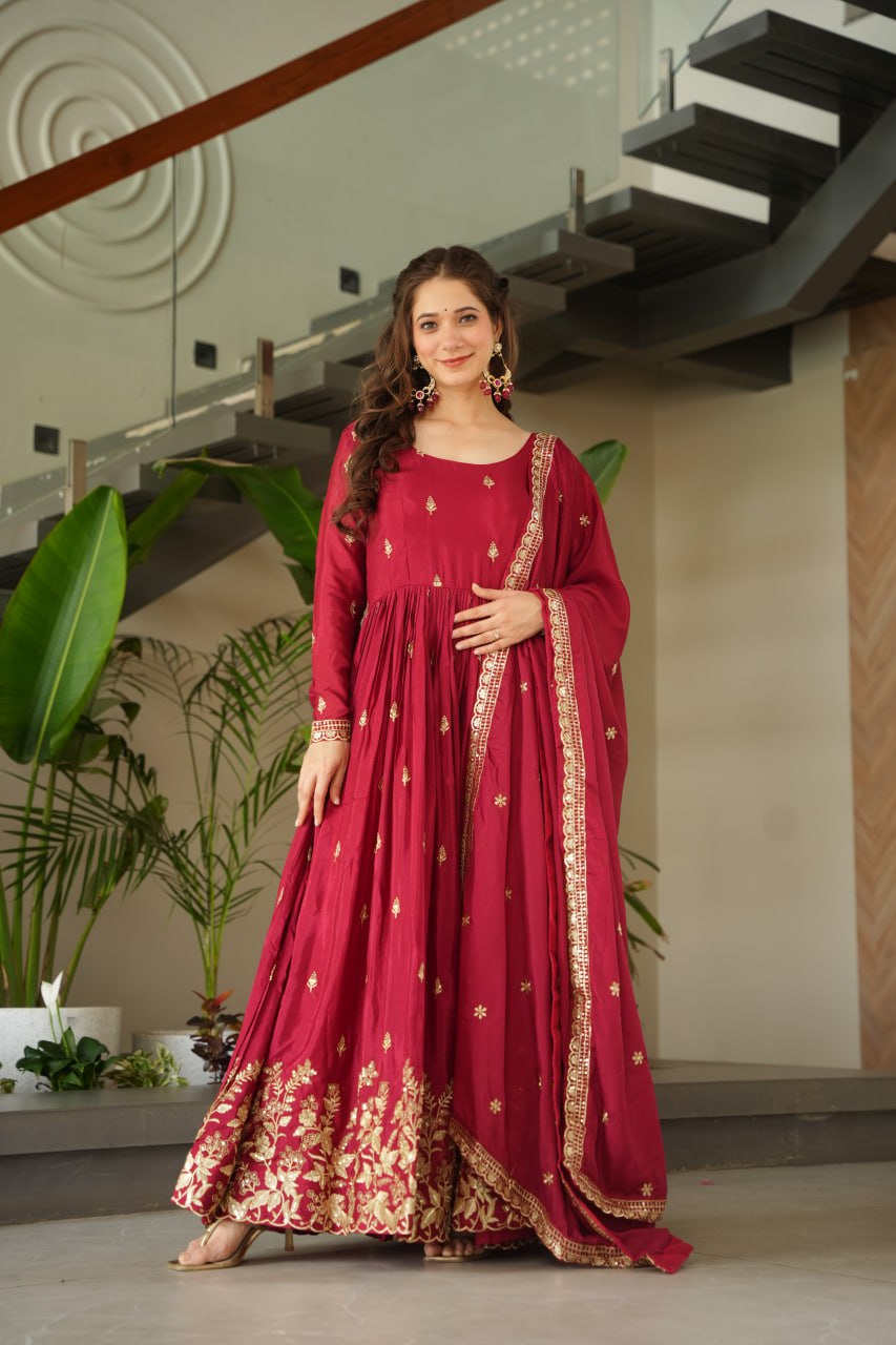Women’s Heavy Embroidered Anarkali Gown with Dupatta | Wedding & Festive Wear by Rajkanika