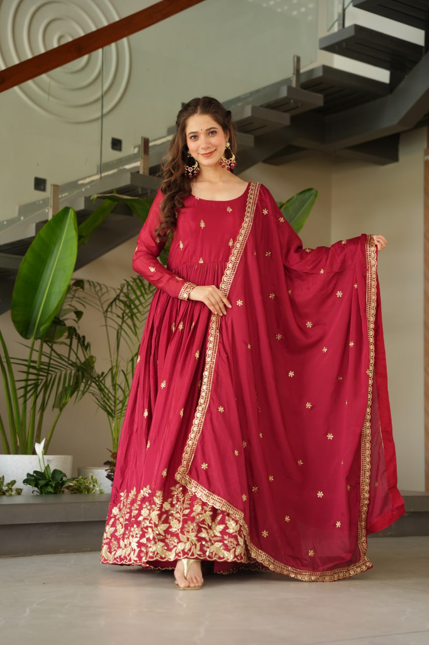 Women’s Heavy Embroidered Anarkali Gown with Dupatta | Wedding & Festive Wear by Rajkanika
