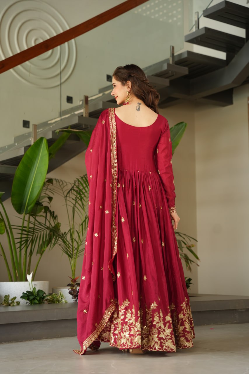 Women’s Heavy Embroidered Anarkali Gown with Dupatta | Wedding & Festive Wear by Rajkanika