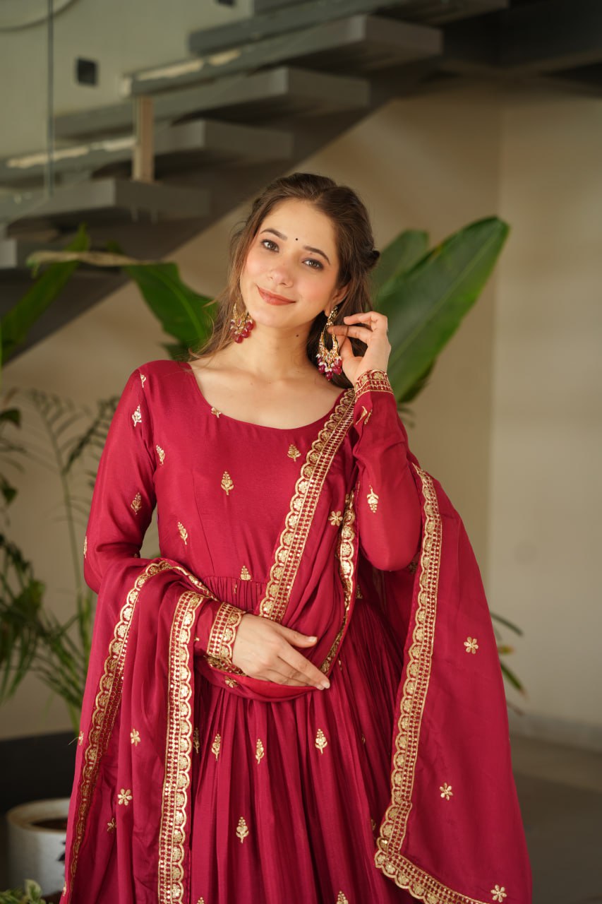 Women’s Heavy Embroidered Anarkali Gown with Dupatta | Wedding & Festive Wear by Rajkanika