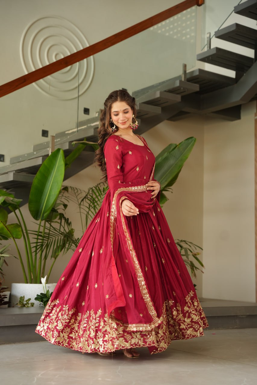 Women’s Heavy Embroidered Anarkali Gown with Dupatta | Wedding & Festive Wear by Rajkanika