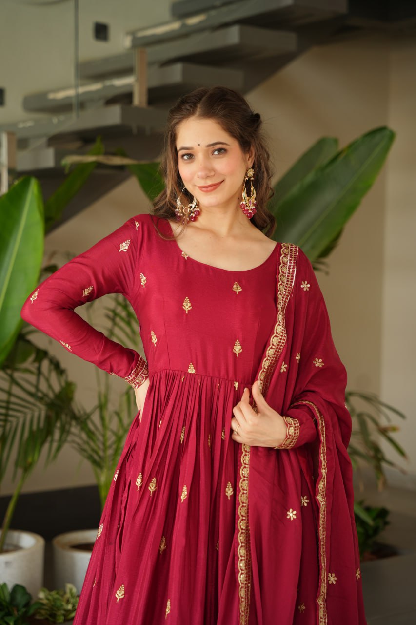 Women’s Heavy Embroidered Anarkali Gown with Dupatta | Wedding & Festive Wear by Rajkanika