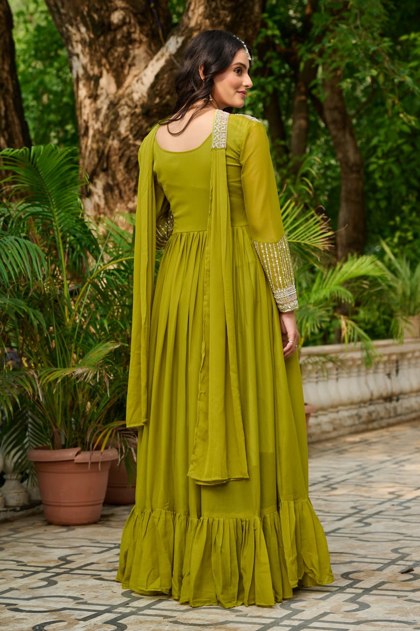Women’s Embroidered Anarkali Gown with Dupatta | Festive & Wedding Wear by Rajkanika