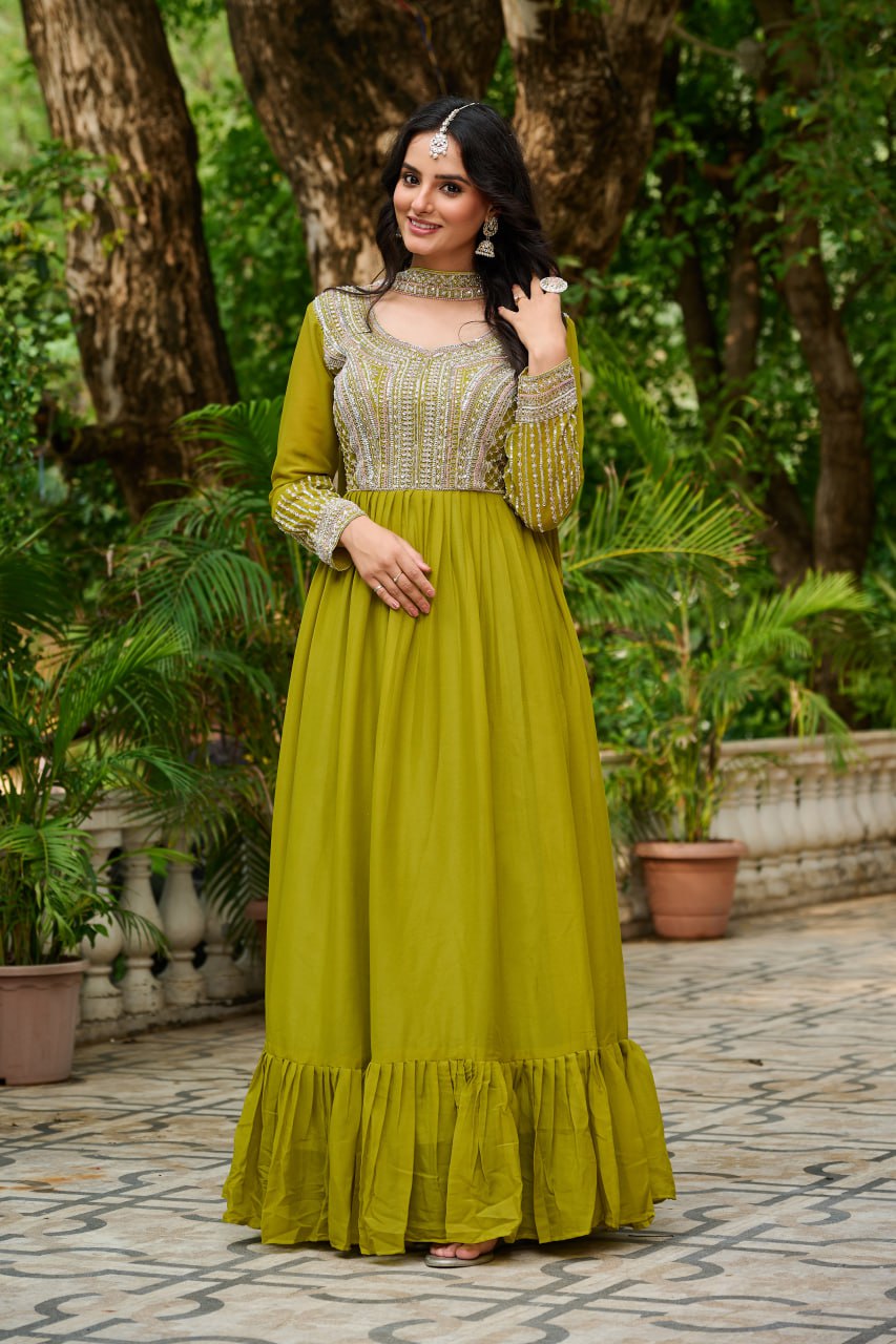 Women’s Embroidered Anarkali Gown with Dupatta | Festive & Wedding Wear by Rajkanika
