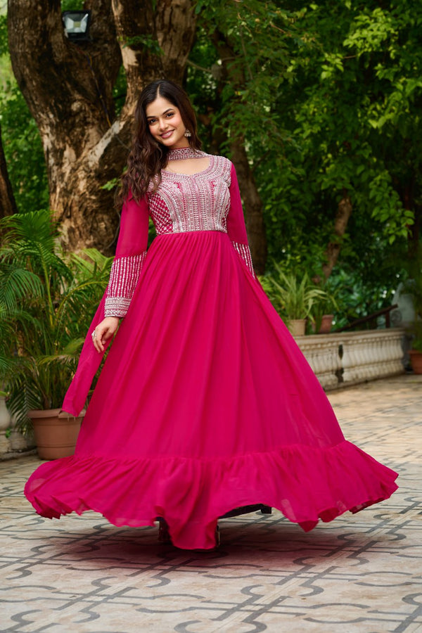 Women’s Embroidered Anarkali Gown with Dupatta | Festive & Wedding Wear by Rajkanika