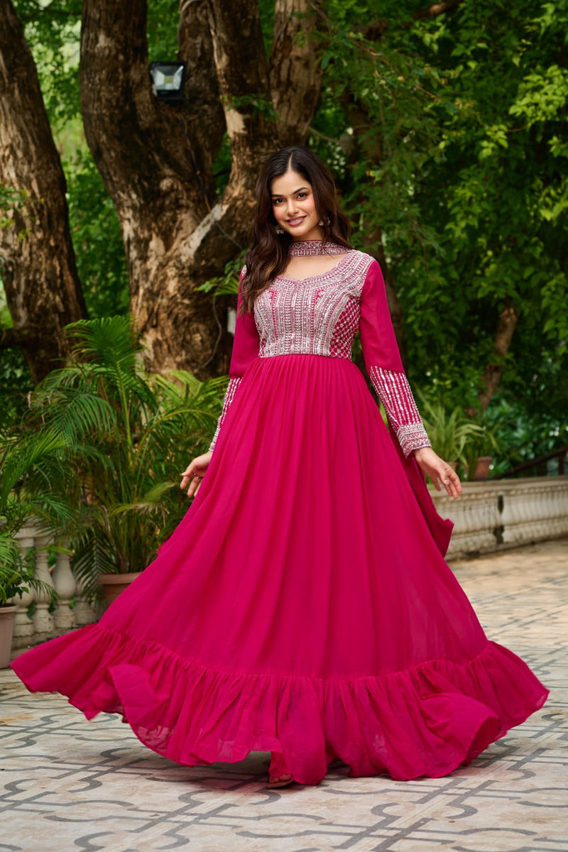 Women’s Embroidered Anarkali Gown with Dupatta | Festive & Wedding Wear by Rajkanika