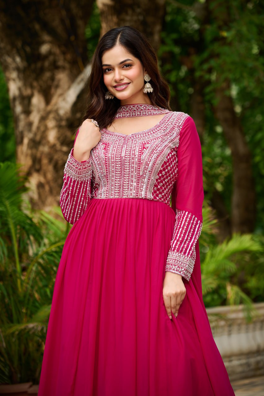 Women’s Embroidered Anarkali Gown with Dupatta | Festive & Wedding Wear by Rajkanika