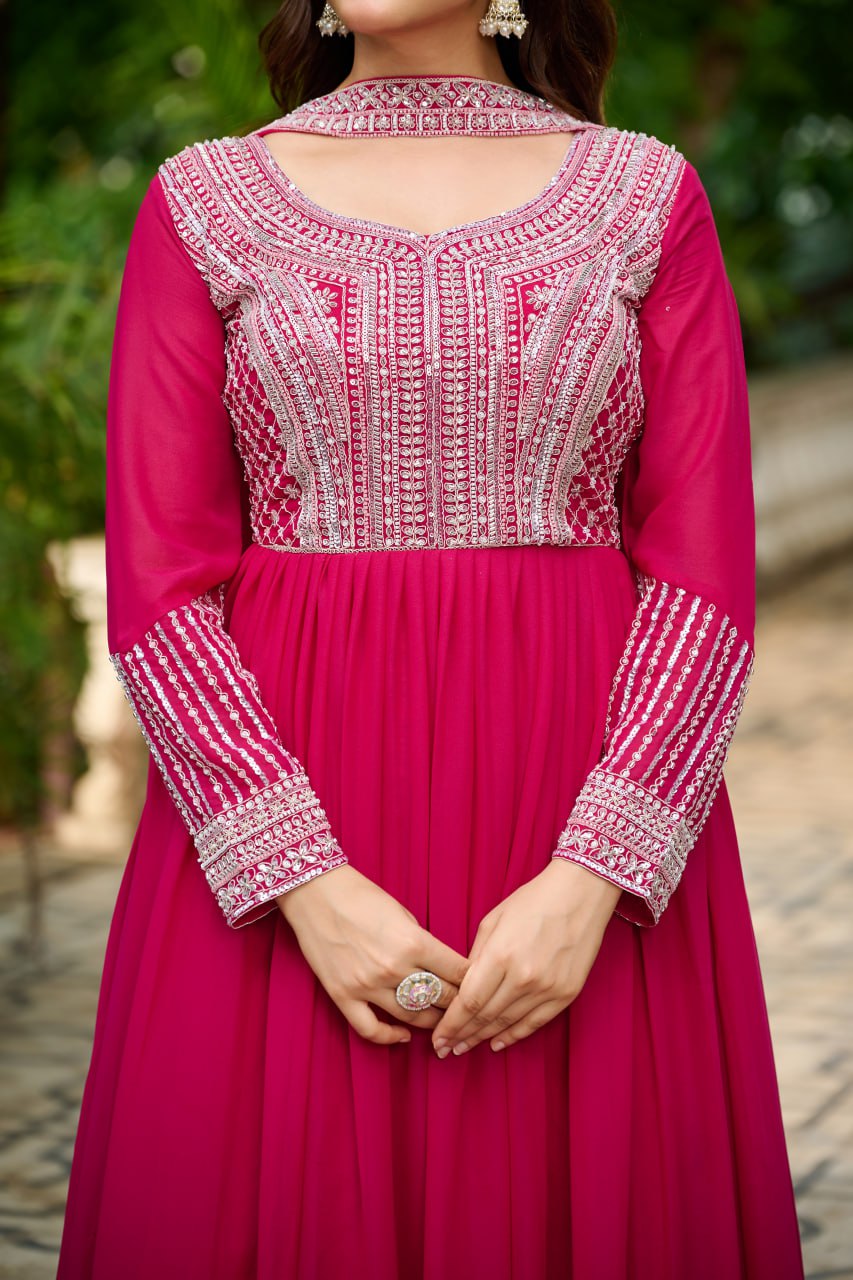 Women’s Embroidered Anarkali Gown with Dupatta | Festive & Wedding Wear by Rajkanika