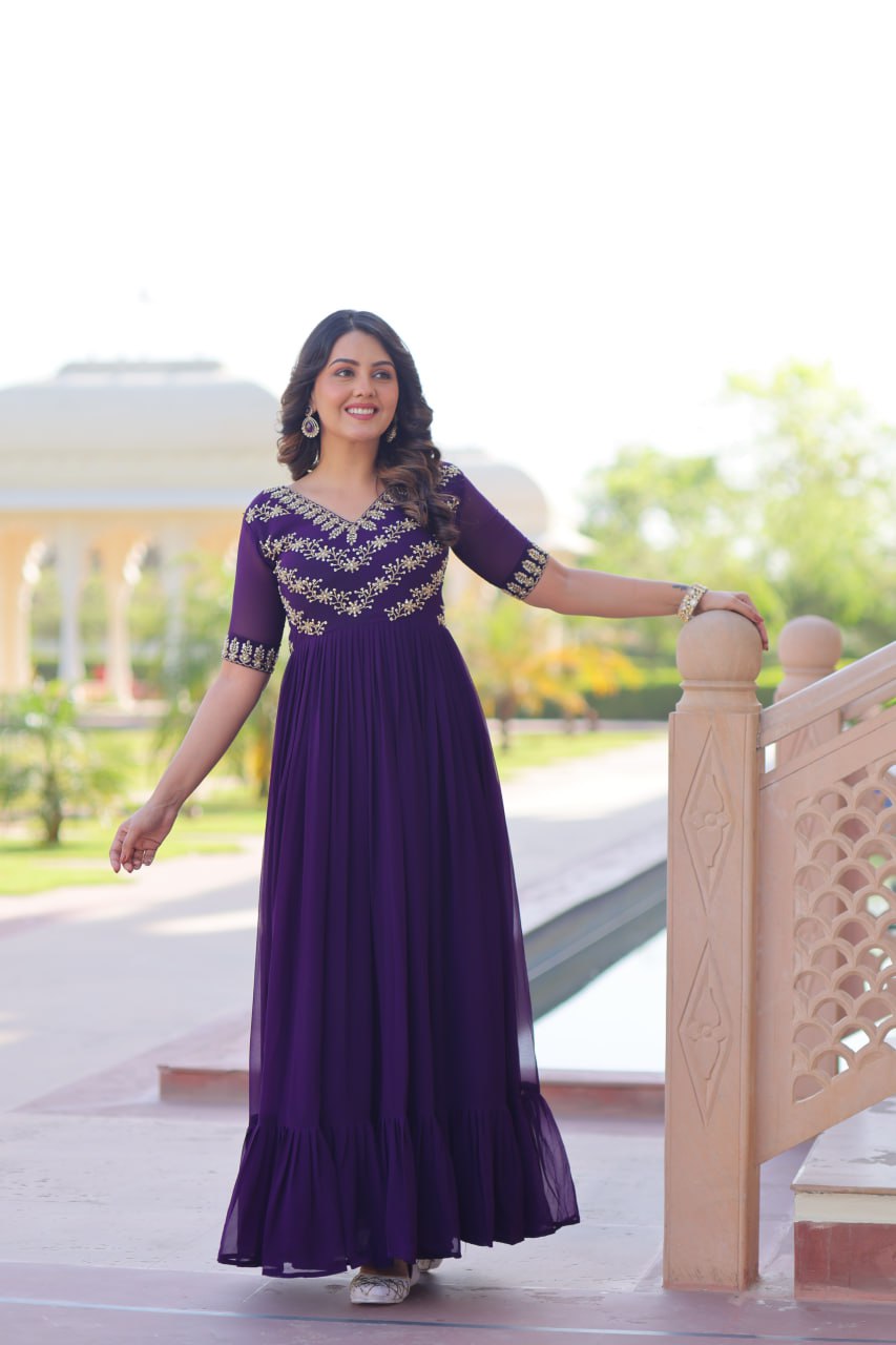 Women’s Embroidered Anarkali Gown | Designer Festive & Party Wear Dress by Rajkanika