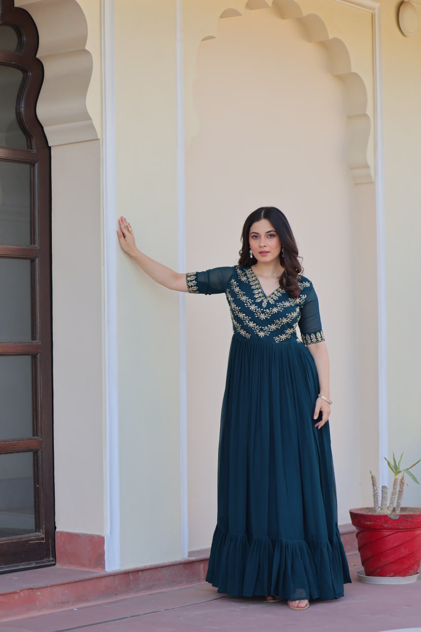 Women’s Embroidered Anarkali Gown | Designer Festive & Party Wear Dress by Rajkanika
