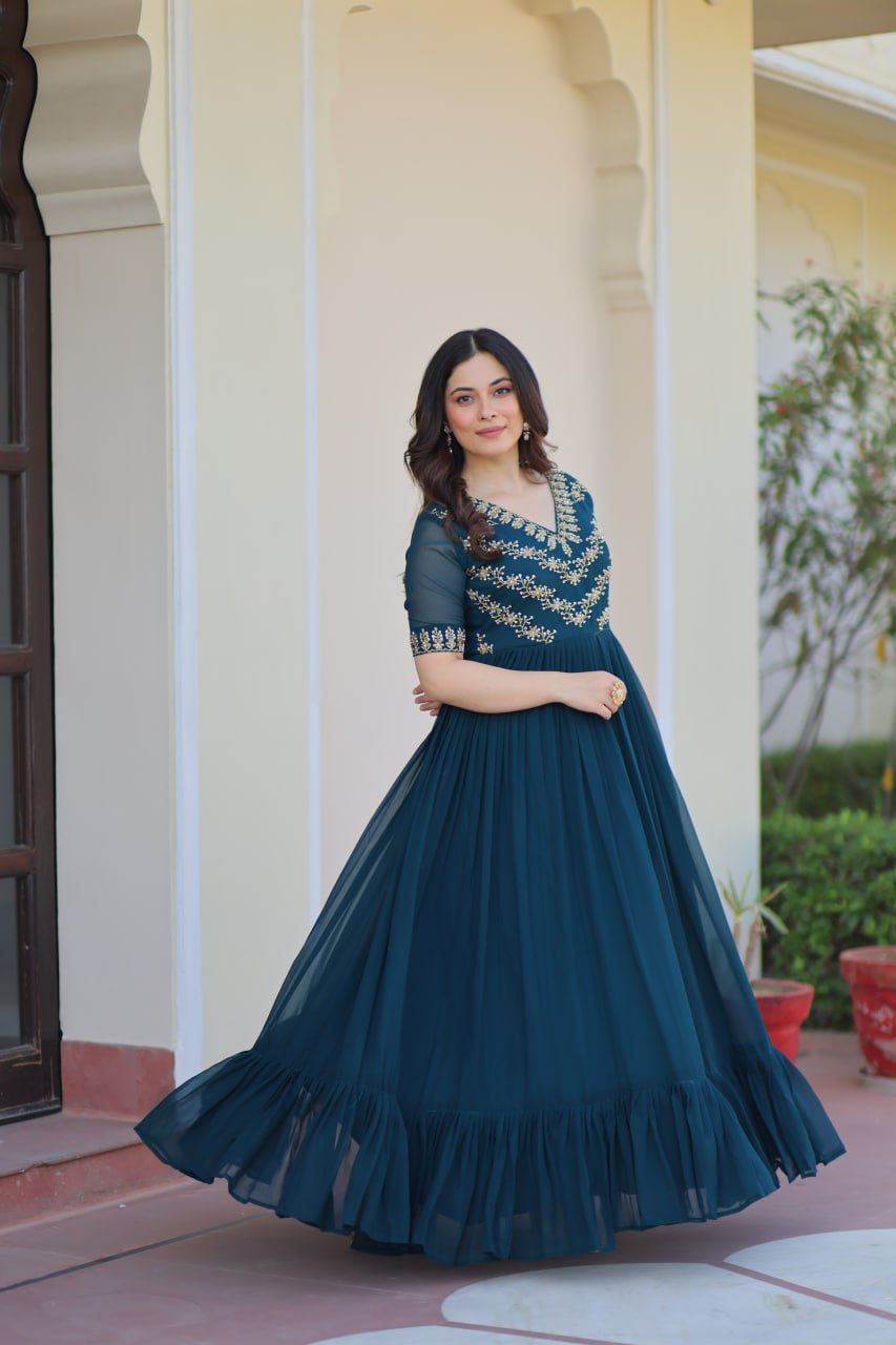 Women’s Embroidered Anarkali Gown | Designer Festive & Party Wear Dress by Rajkanika