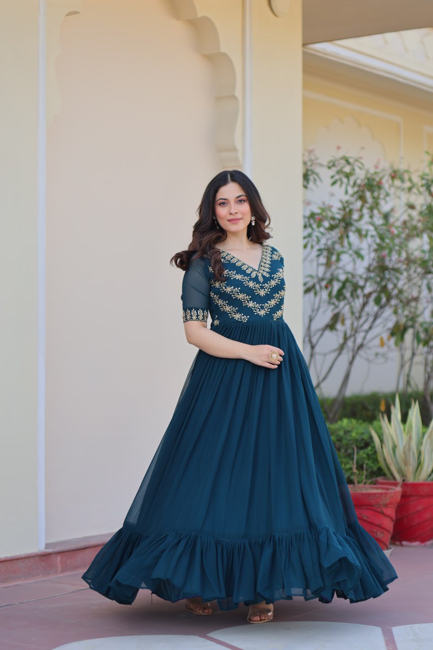 Women’s Embroidered Anarkali Gown | Designer Festive & Party Wear Dress by Rajkanika