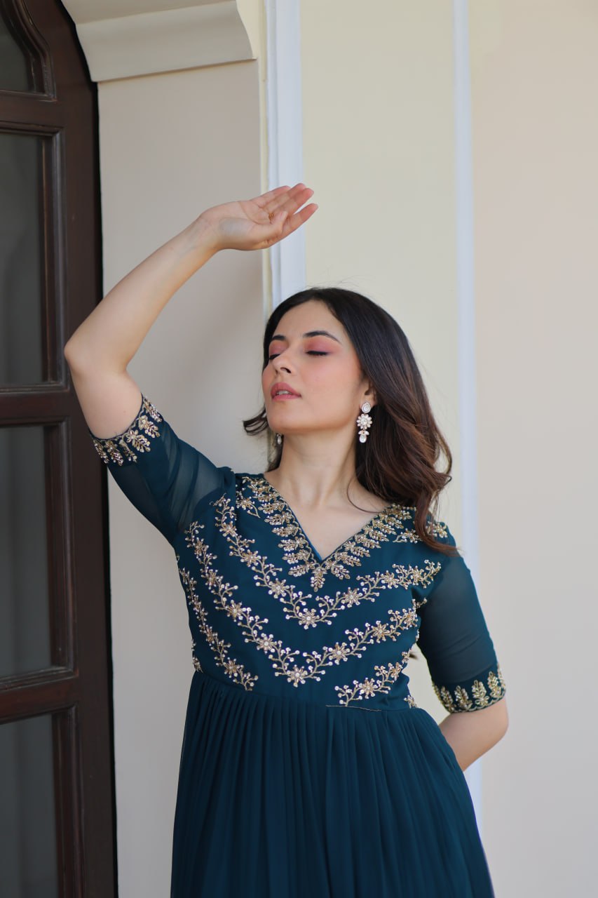 Women’s Embroidered Anarkali Gown | Designer Festive & Party Wear Dress by Rajkanika