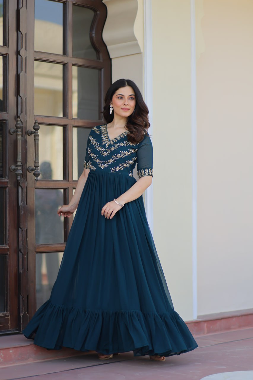 Women’s Embroidered Anarkali Gown | Designer Festive & Party Wear Dress by Rajkanika