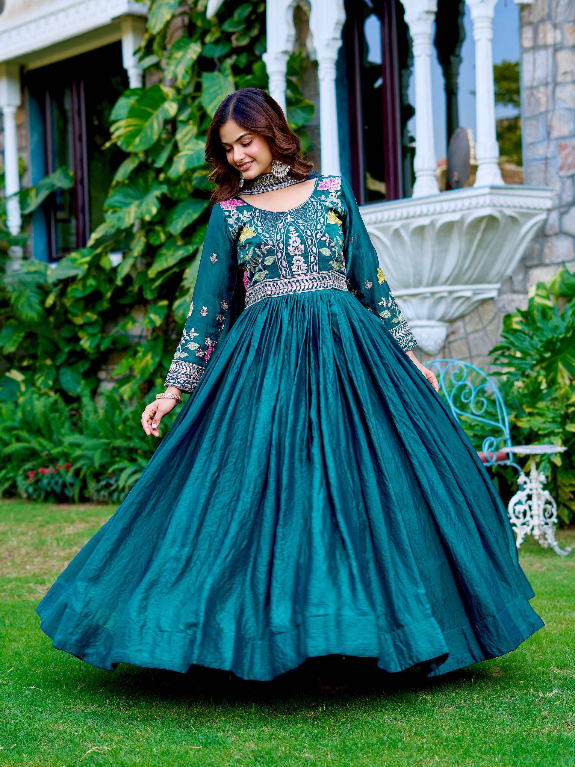 Women’s Heavy Embroidered Anarkali Gown with Dupatta | Wedding & Festive Wear by Rajkanika
