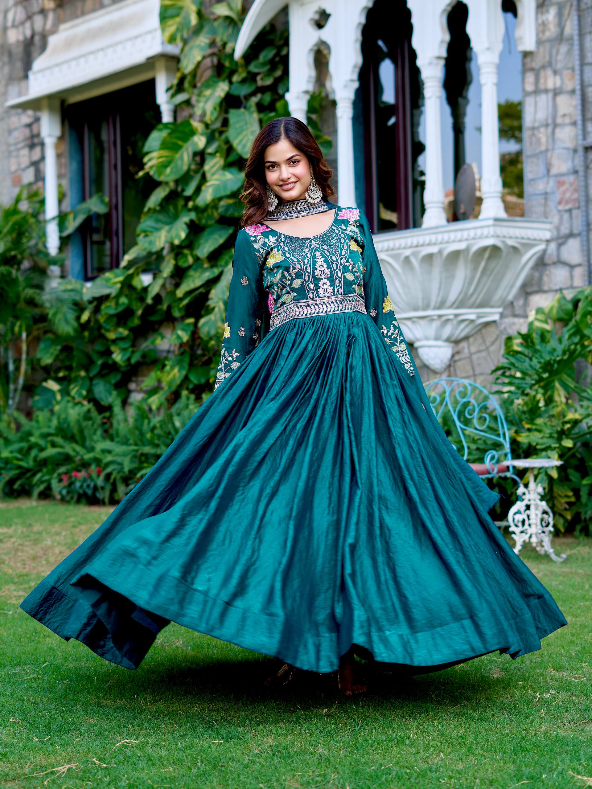 Women’s Heavy Embroidered Anarkali Gown with Dupatta | Wedding & Festive Wear by Rajkanika