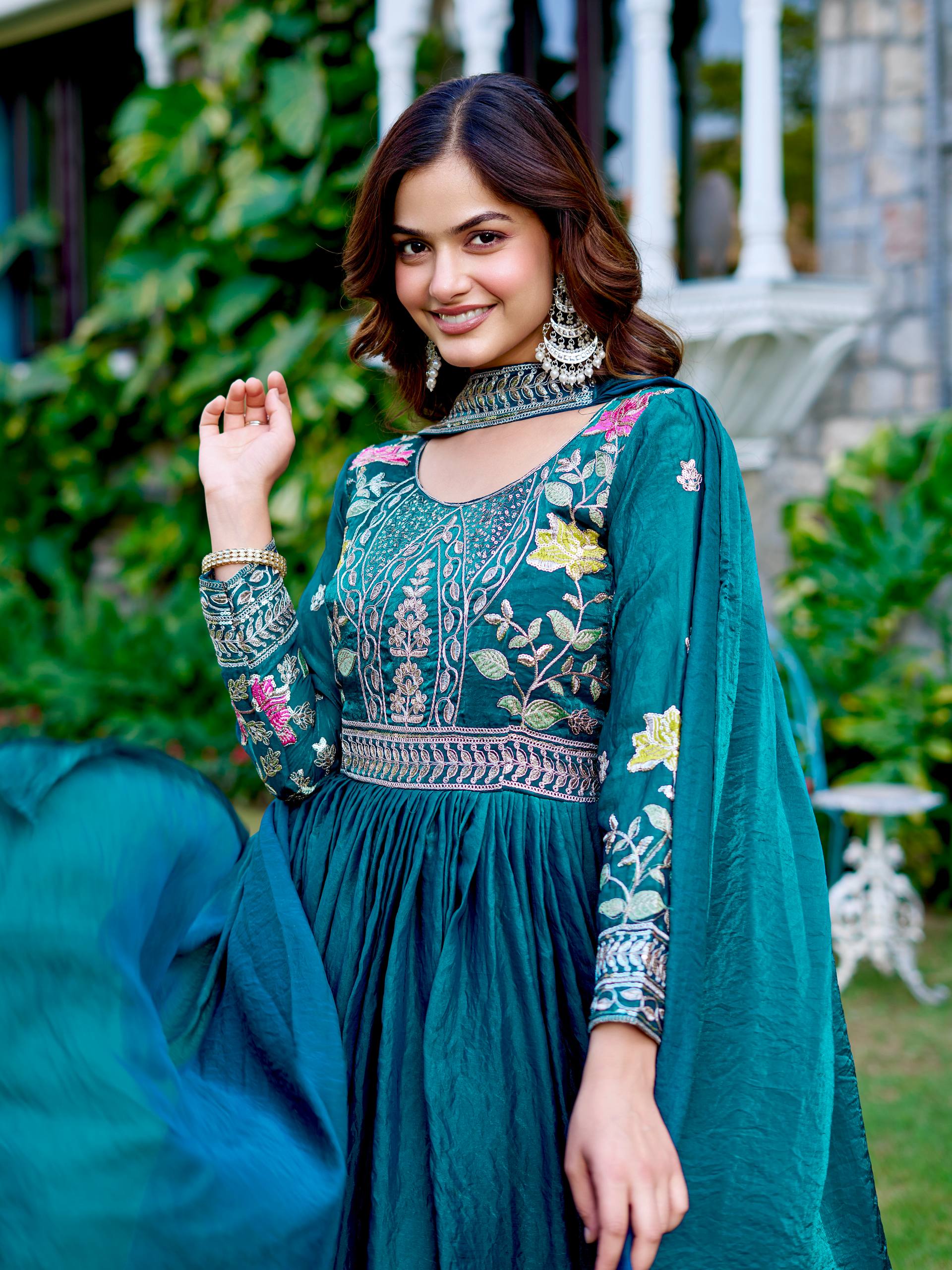 Women’s Heavy Embroidered Anarkali Gown with Dupatta | Wedding & Festive Wear by Rajkanika