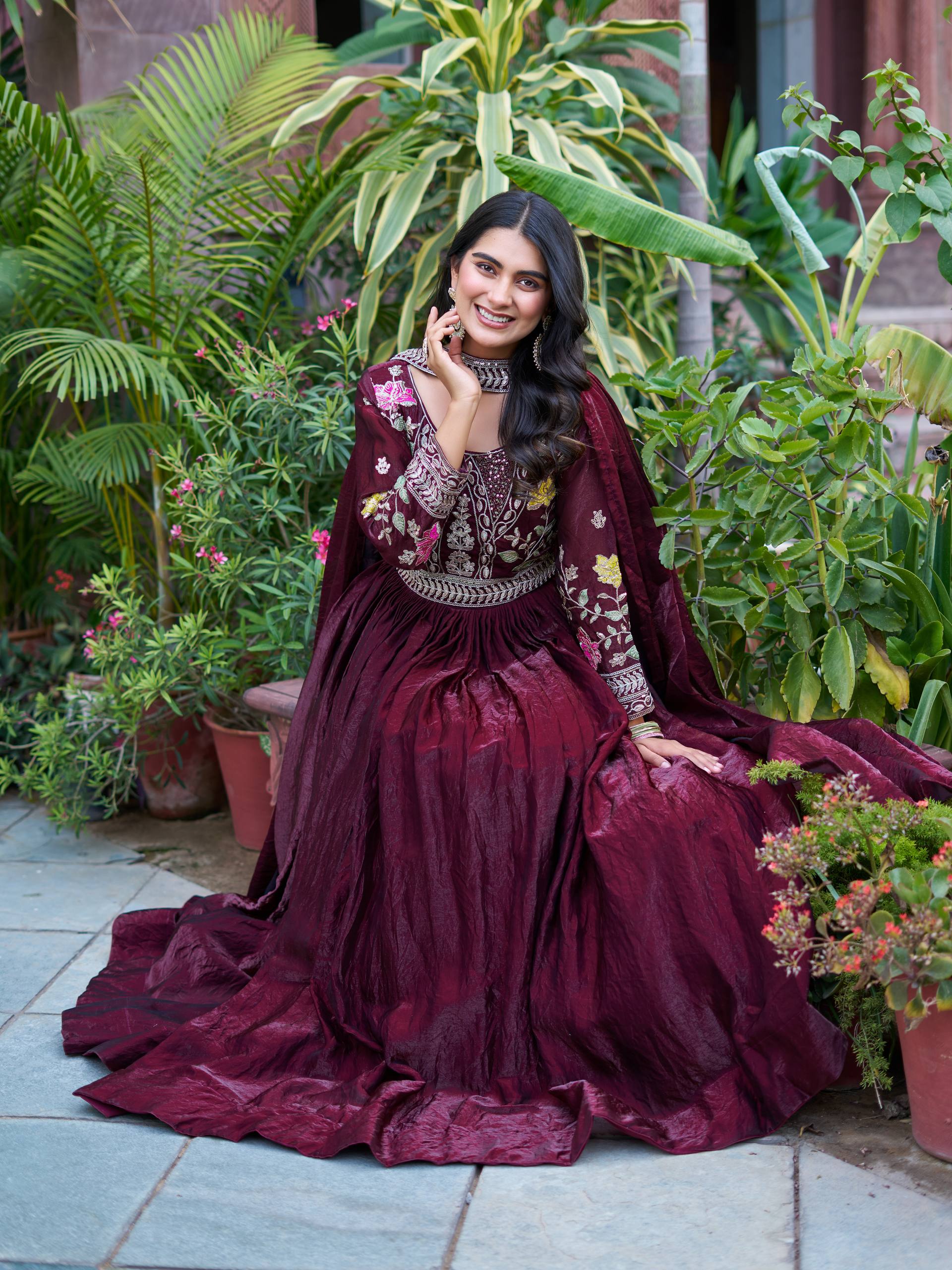 Women’s Heavy Embroidered Anarkali Gown with Dupatta | Wedding & Festive Wear by Rajkanika