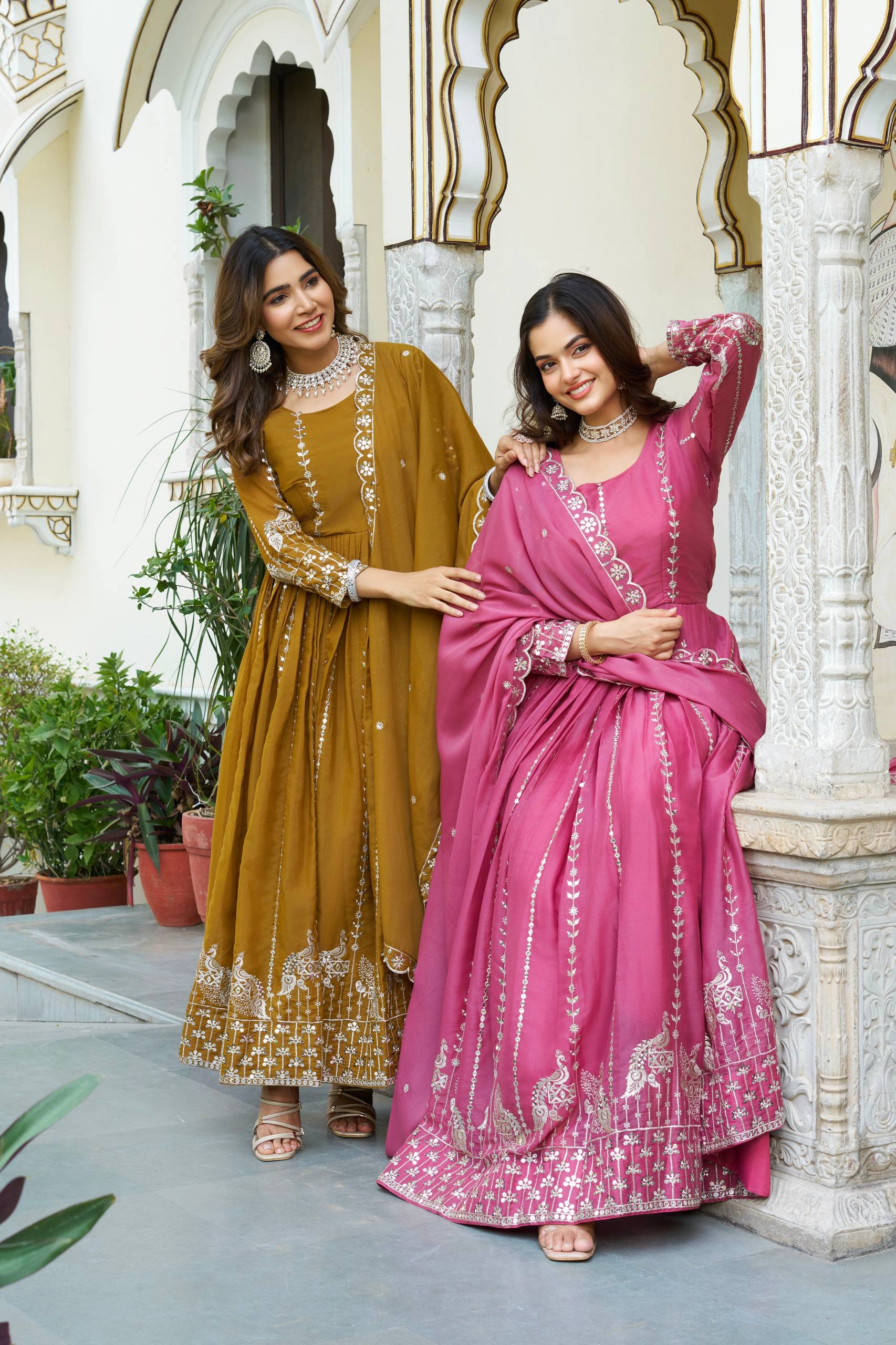 Women’s Embroidered Anarkali Gown Set with Dupatta | Festive & Wedding Ethnic Wear by Rajkanika