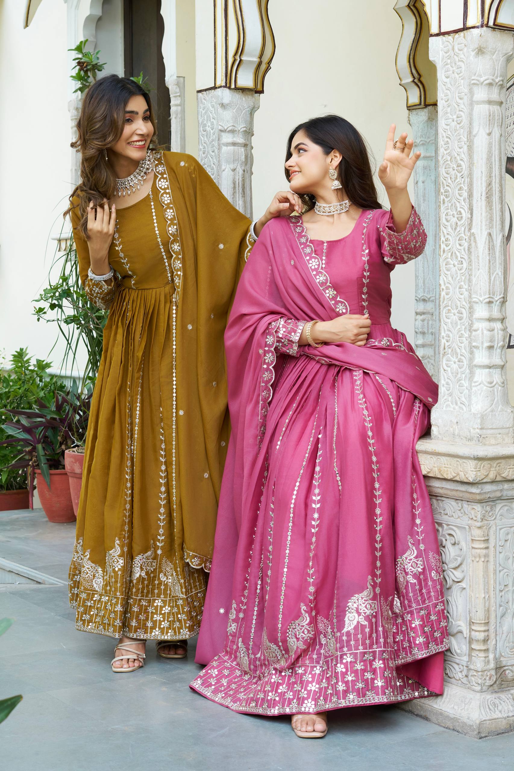 Women’s Embroidered Anarkali Gown Set with Dupatta | Festive & Wedding Ethnic Wear by Rajkanika