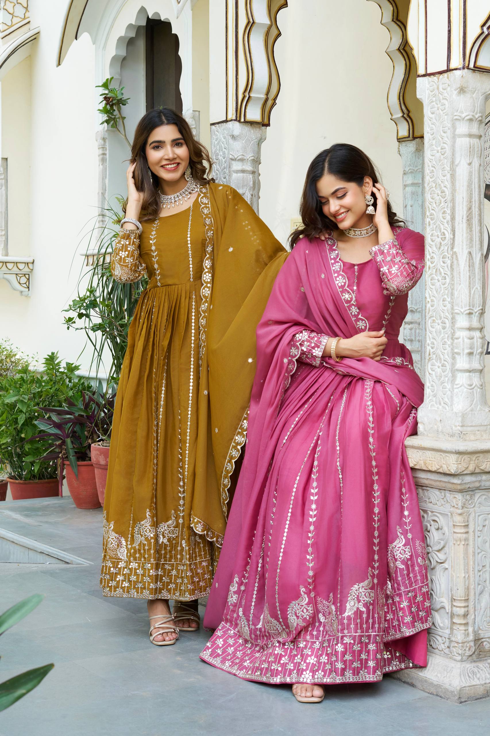 Women’s Embroidered Anarkali Gown Set with Dupatta | Festive & Wedding Ethnic Wear by Rajkanika