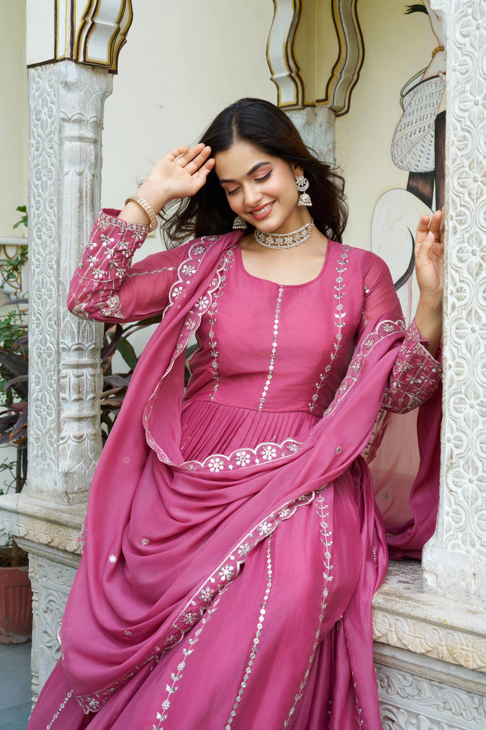 Women’s Embroidered Anarkali Gown Set with Dupatta | Festive & Wedding Ethnic Wear by Rajkanika