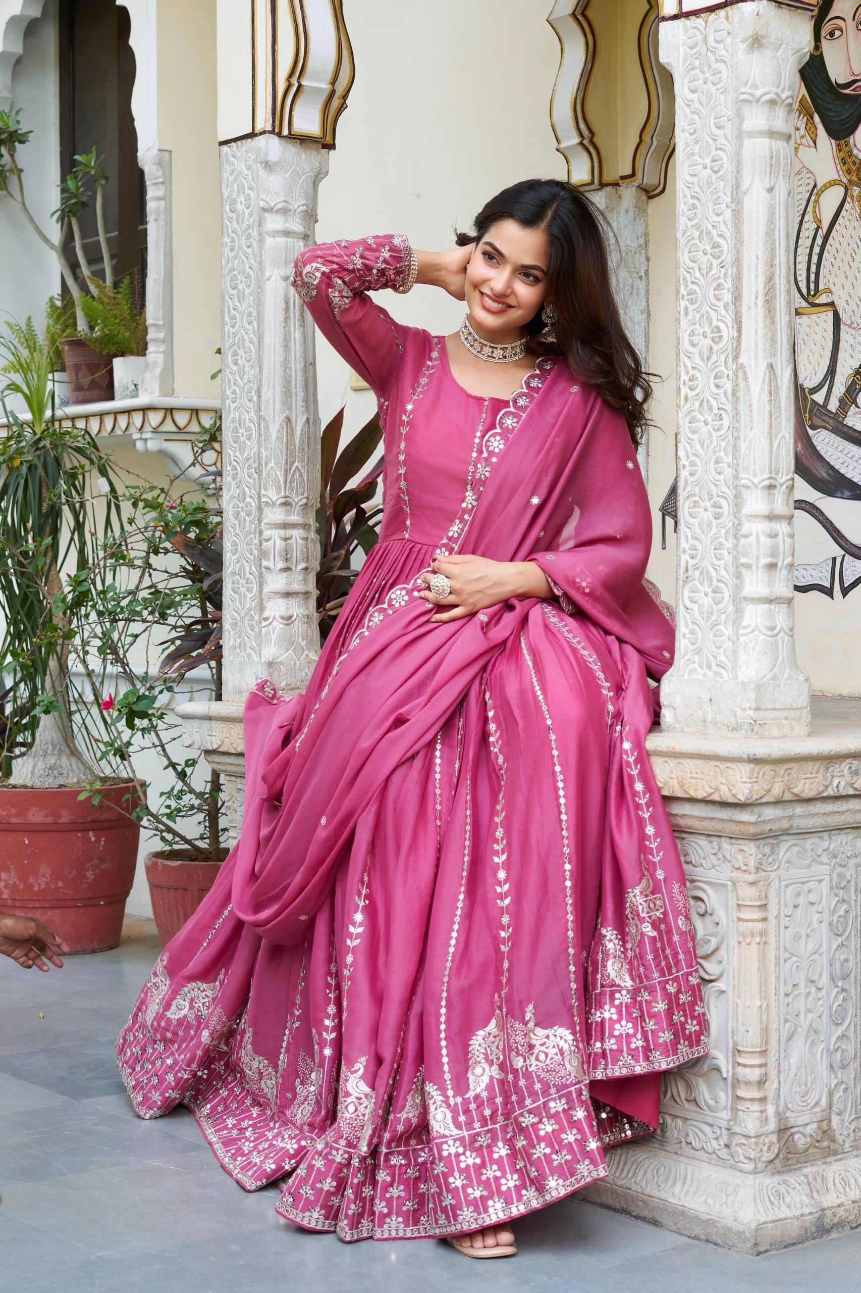 Women’s Embroidered Anarkali Gown Set with Dupatta | Festive & Wedding Ethnic Wear by Rajkanika