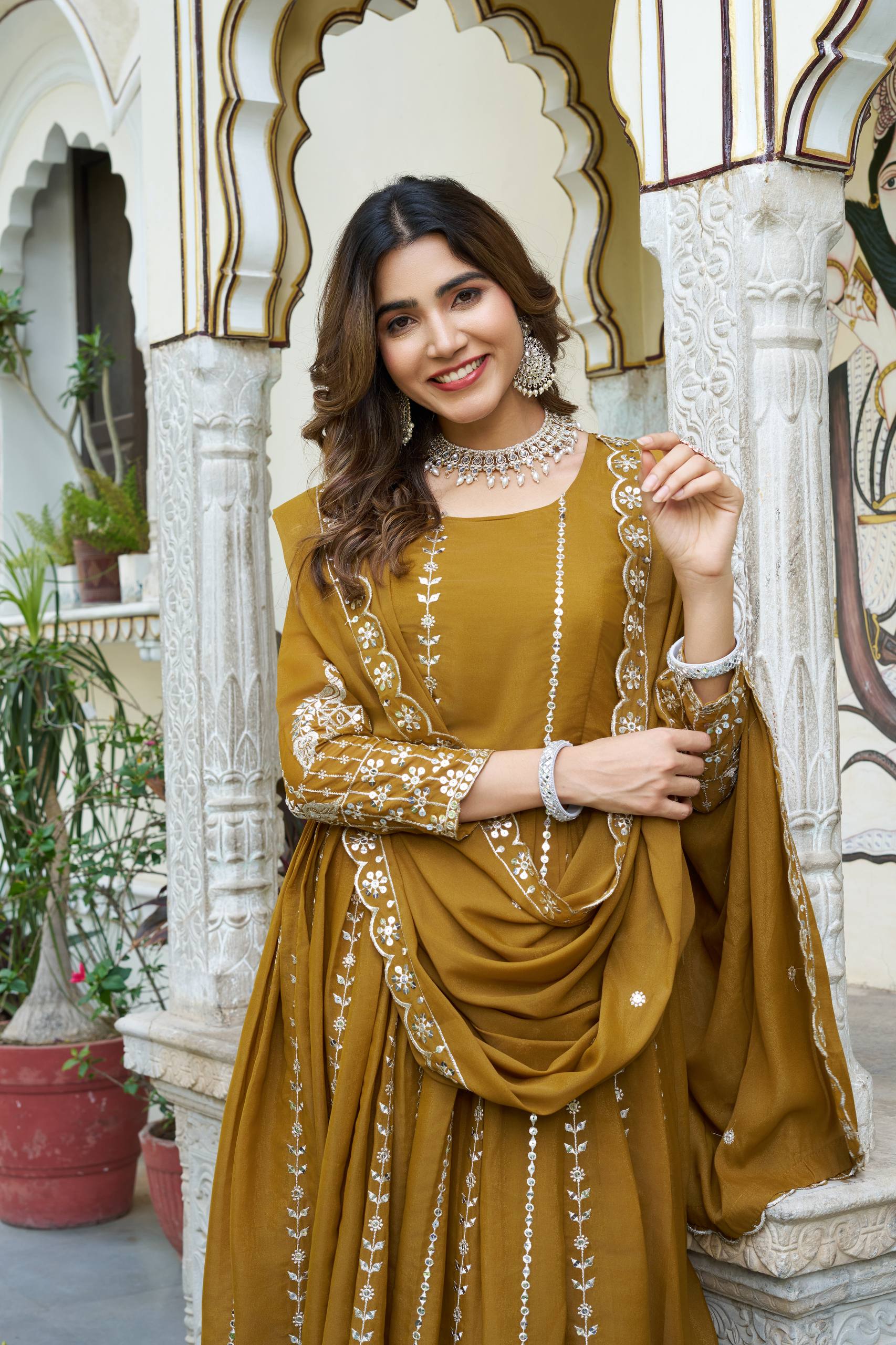 Women’s Embroidered Anarkali Gown Set with Dupatta | Festive & Wedding Ethnic Wear by Rajkanika