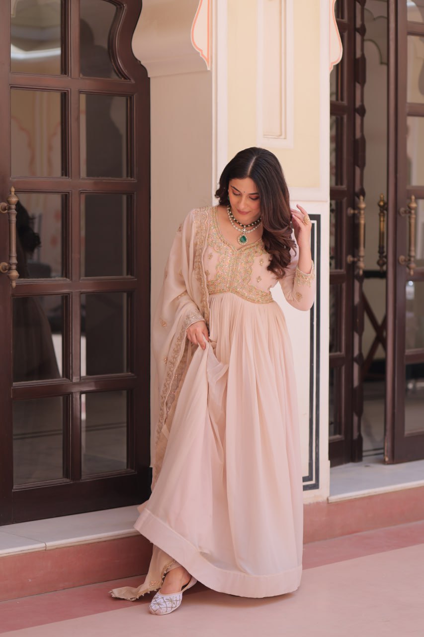 Women’s Embroidered Anarkali Kurta Set with Dupatta | Elegant Festive Wear by Rajkanika