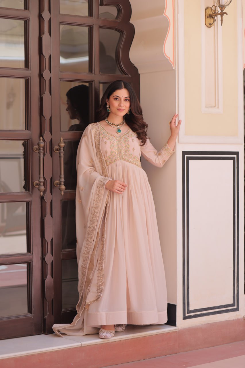 Women’s Embroidered Anarkali Kurta Set with Dupatta | Elegant Festive Wear by Rajkanika