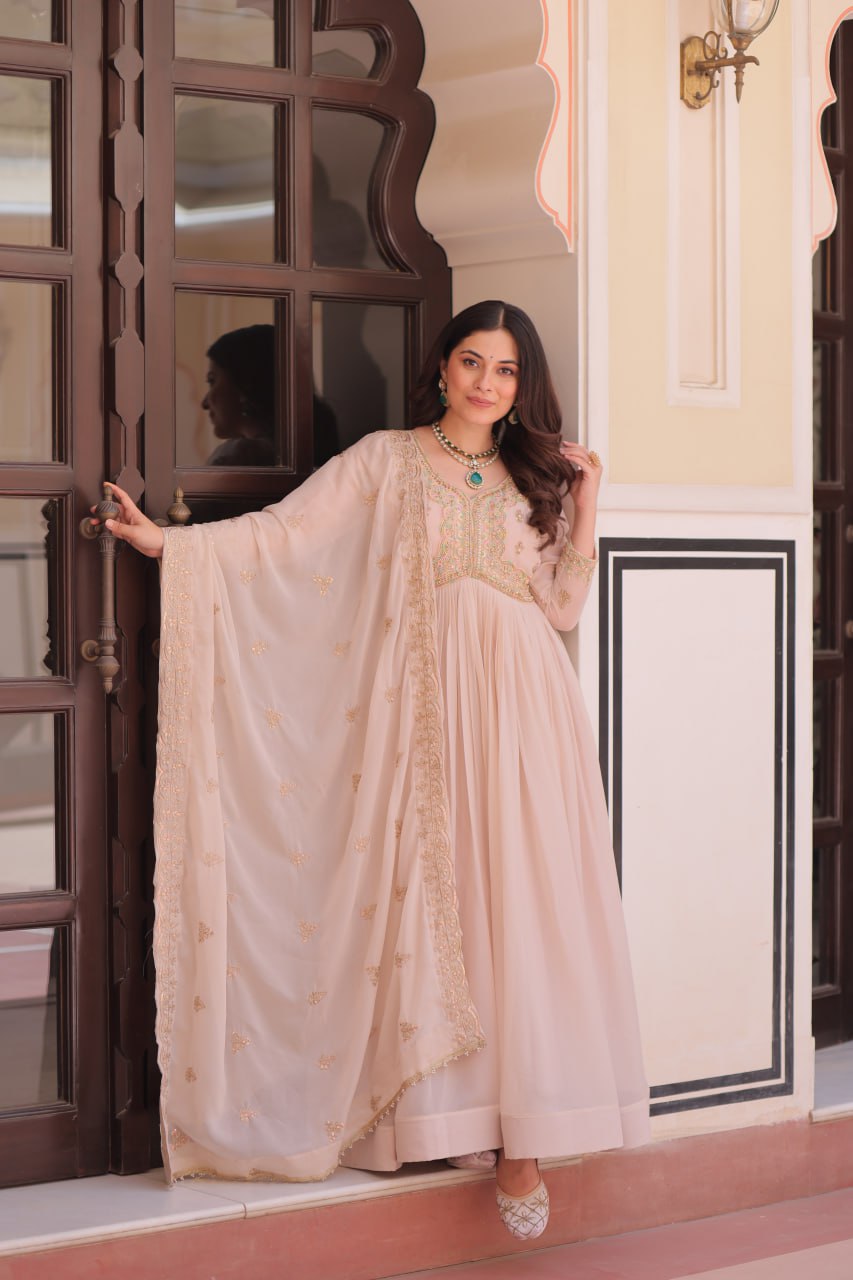 Women’s Embroidered Anarkali Kurta Set with Dupatta | Elegant Festive Wear by Rajkanika