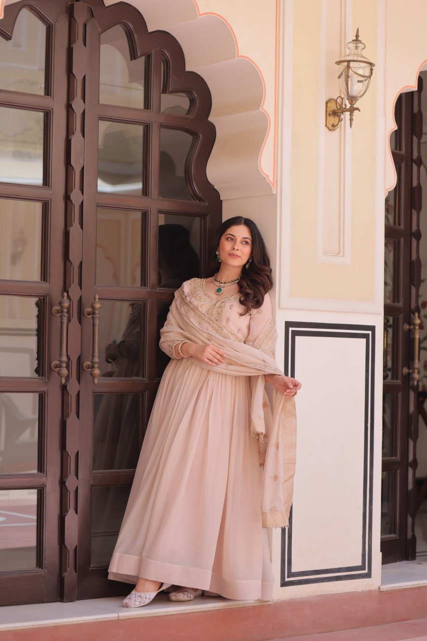 Women’s Embroidered Anarkali Kurta Set with Dupatta | Elegant Festive Wear by Rajkanika