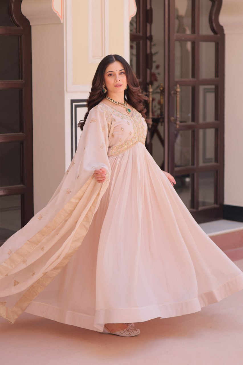 Women’s Embroidered Anarkali Kurta Set with Dupatta | Elegant Festive Wear by Rajkanika