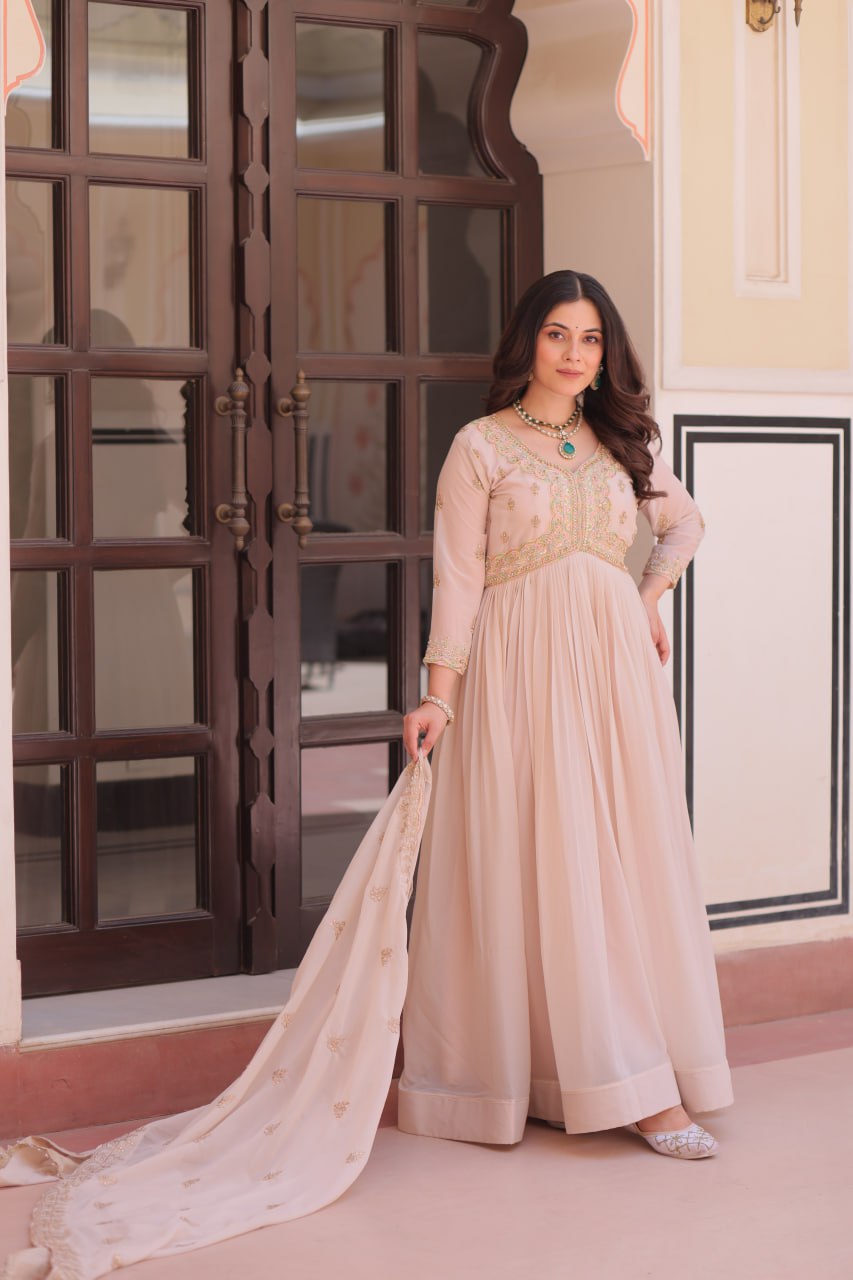 Women’s Embroidered Anarkali Kurta Set with Dupatta | Elegant Festive Wear by Rajkanika
