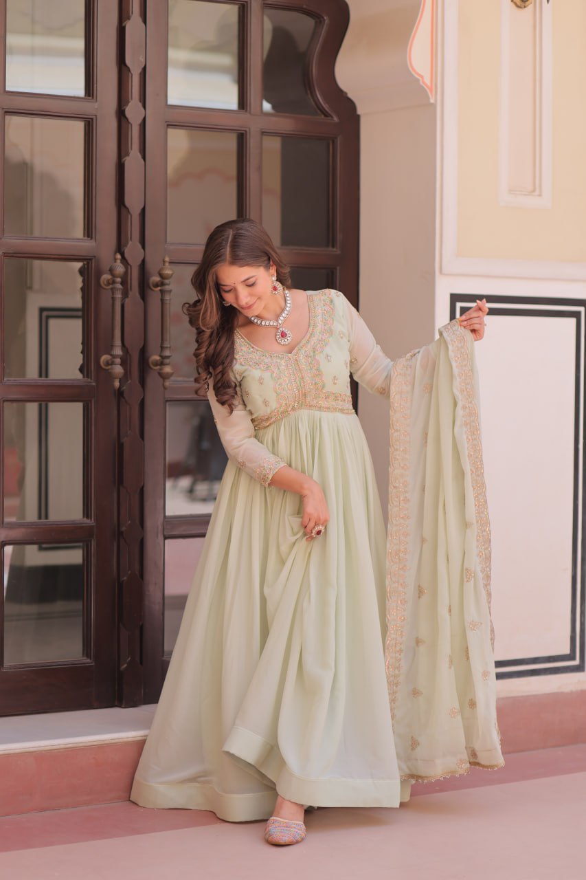 Women’s Embroidered Anarkali Kurta Set with Dupatta | Elegant Festive Wear by Rajkanika