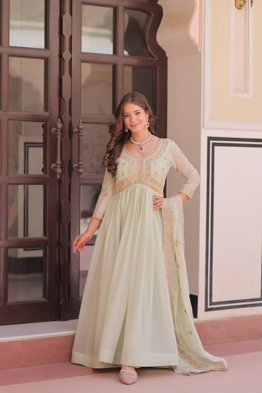 Women’s Embroidered Anarkali Kurta Set with Dupatta | Elegant Festive Wear by Rajkanika