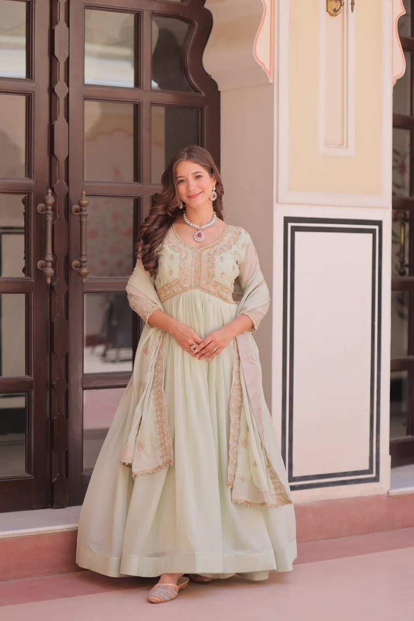 Women’s Embroidered Anarkali Kurta Set with Dupatta | Elegant Festive Wear by Rajkanika