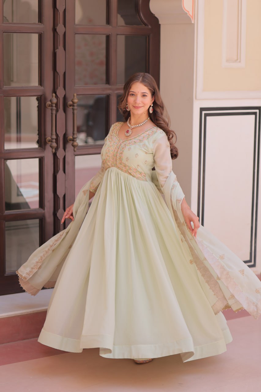 Women’s Embroidered Anarkali Kurta Set with Dupatta | Elegant Festive Wear by Rajkanika