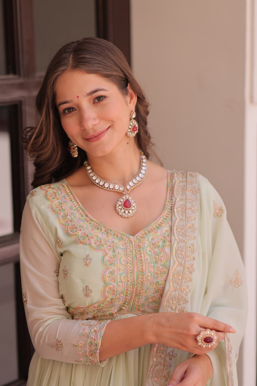 Women’s Embroidered Anarkali Kurta Set with Dupatta | Elegant Festive Wear by Rajkanika