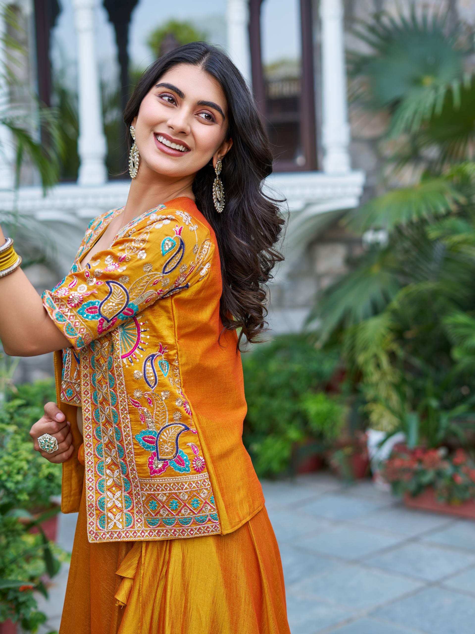 Women’s Jacket Style Lehenga Set with Embroidered Crop Top & Flared Skirt | Festive & Wedding Wear by Rajkanika