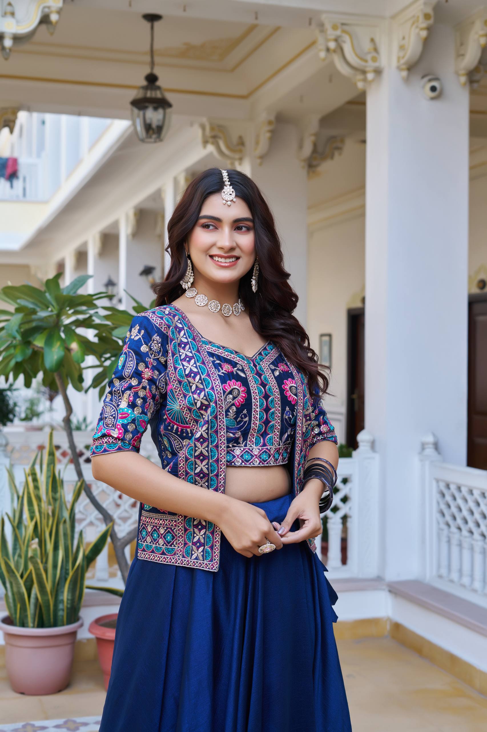 Women’s Jacket Style Lehenga Set with Embroidered Crop Top & Flared Skirt | Festive & Wedding Wear by Rajkanika