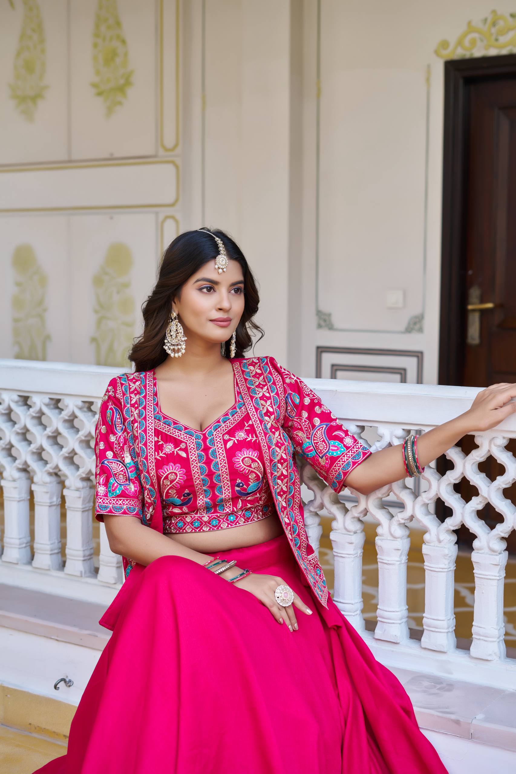 Women’s Jacket Style Lehenga Set with Embroidered Crop Top & Flared Skirt | Festive & Wedding Wear by Rajkanika